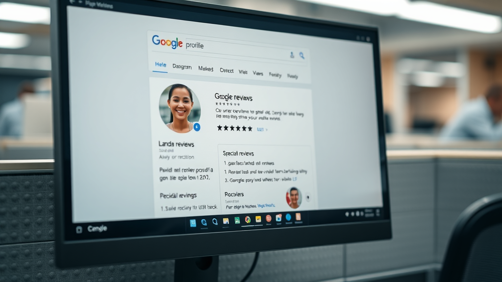 google customer reviews close-up monitor showing user's Google review contributions