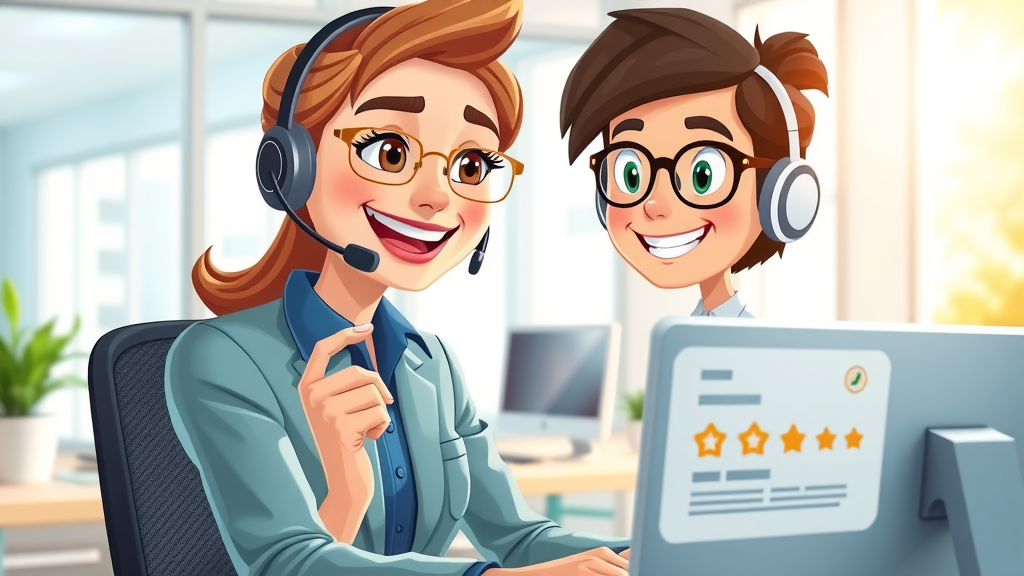 google customer reviews customer support agent helping customer in bright call center